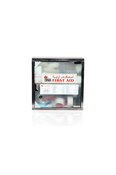 3W Healthcare 3WF-9330 - خزانة إسعافات أولية صغيرة من الفولاذ المقاوم للصدأ
