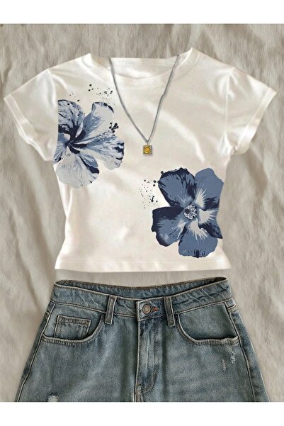 ZAVIXO Γυναικείο 100% βαμβακερό Crop Top Slim Fit Καλοκαιρινό Κομψό T-Shirt