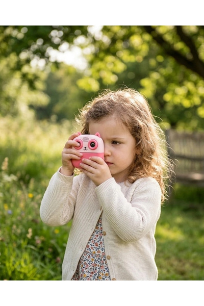 Epilons Anında Fotoğraf Baskılı Çocuk Kamerası 5 Rulo Kağıt 6 Renk Kalem Hedi...