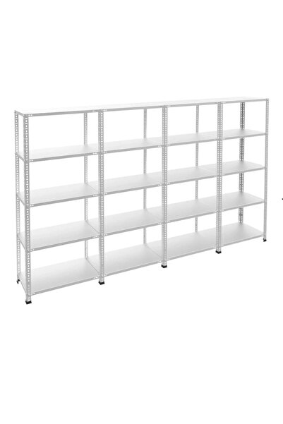 ALANRAF 5 Katlı 4'lü Galvaniz Çelik Raf - Depo, Arşiv, Kiler, Dosya, Market R...