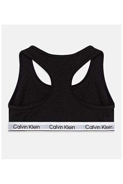 Calvin Klein Μαύρο αθλητικό σουτιέν με λογότυπο στη λωρίδα, με πλάτη τύπου ra...