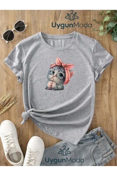 UygunModa Cute Cat Printed T-Shirt