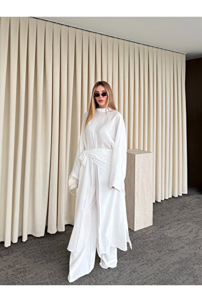 Laluvia Σετ Κιμονό με Αξεσουάρ Εκρού για Δέσιμο - 8428