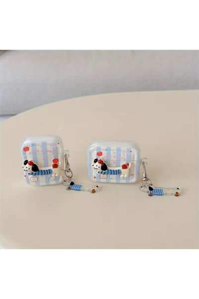 MustCase Airpods Kılıf 1. ve 2. Nesil Uyumlu Cute Puppy Airpods Kılıfı Anahtarlıklı Şık Darbe Emici Tasarım