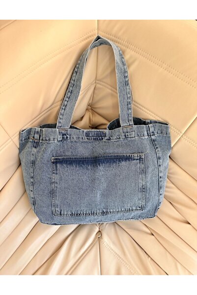 minebag Casual τζιν γυναικεία τσάντα ώμου με τσέπες Gein Blue