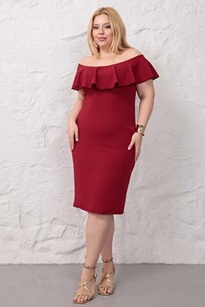 tarzımsüper Γυναικείο φόρεμα με βολάν στους ώμους, λεπτομερές λαιμόκοψη Madon...