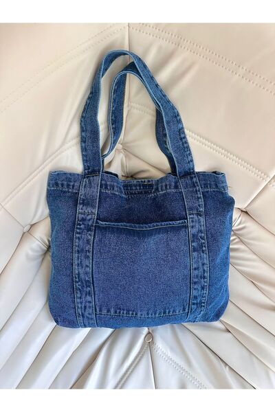 minebag Single Pocket Denim Women's Shoulder Bag Spark Navy Blue