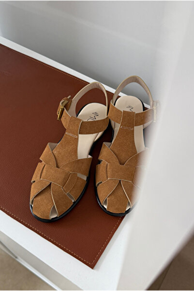 Mupa Shoes Γυναικεία Σανδάλια CAMEL SUEDE