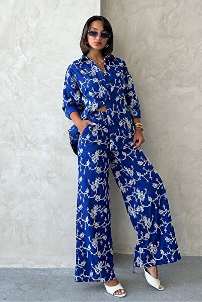 VERYMODA Süzüne vezeni pantaloni - Saks | F1927