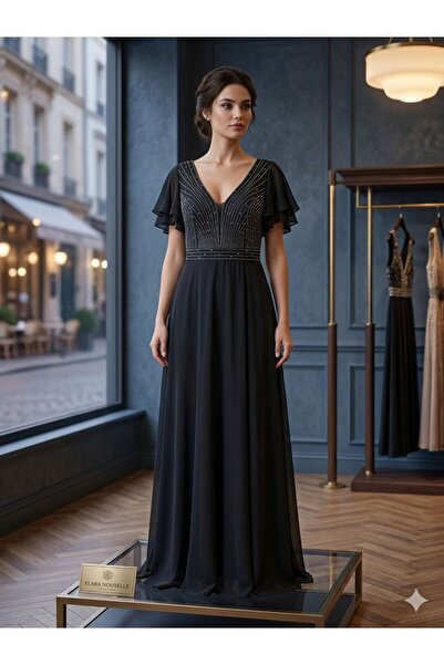 Modahiro Φόρεμα από σιφόν με χάντρες σε μεγάλο μέγεθος MDH5586