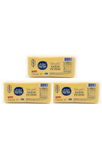 YÖRÜK SÜT Gurme Tam Yağlı Taze Kaşar Peyniri 1000 GR 3 Lü Paket