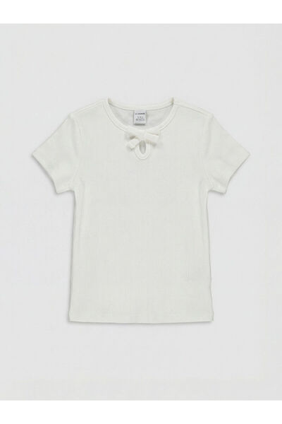 LC Waikiki Seray New Season Bow Detailed Ribbed Girls' T-Shirt