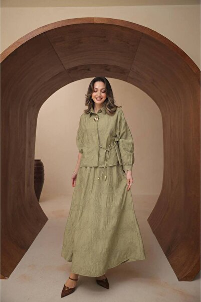 nurvina modest wear Σετ μπλούζας και φούστας με κέντημα υψηλής ποιότητας