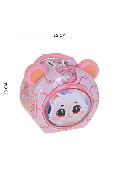 KESKİN SOUND Metal Teddy Bear Piggy Bank with Vacuum Bag and Key
