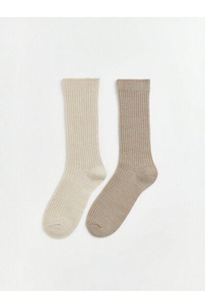 LC Waikiki Two Mt Shop Quality Lcw Dream Brown Plain 2-Pack Women's Socks