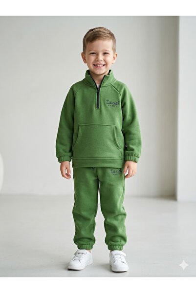 Motebarn Wear Σετ αθλητικής φόρμας για αγόρια σε πορτοκαλί χρώμα με μισό φερμ...