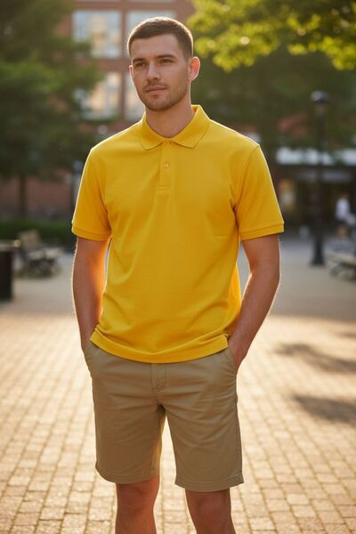 GÖMLEK GALERİSİ Regular Fit Cut Plain Polo Collar Short Sleeve T-Shirt