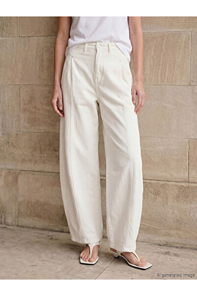 LC Waikiki Nevavm White High Waist Wideleg Women's Jean Pants with Difference...