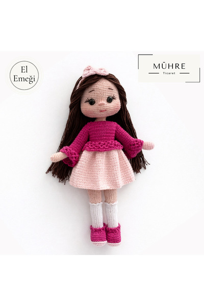 mühre El Yapımı Kız Bebek Tokalı Hediyelik %100 Pamuklu Organik Amigurumi Örg...