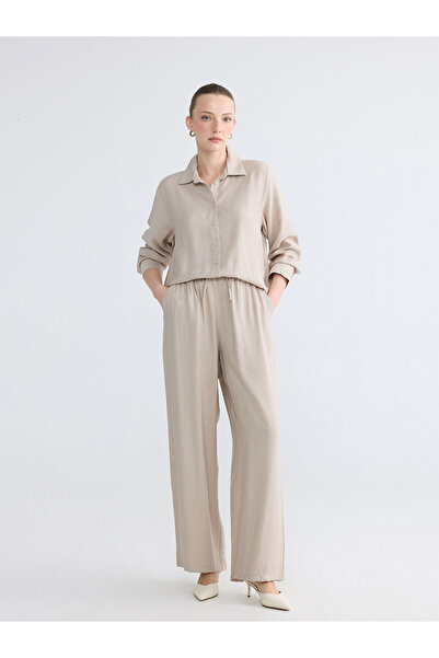 LC Waikiki Nevavm Textured Women's Trousers with Elastic Waist
