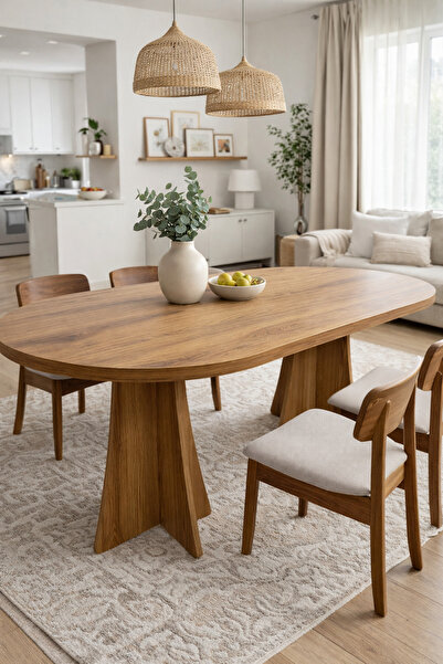 Hare Ahşap 6 KİŞİLİK SABİT YEMEK MASASI (SANDALYE DAHİL DEĞİLDİR)