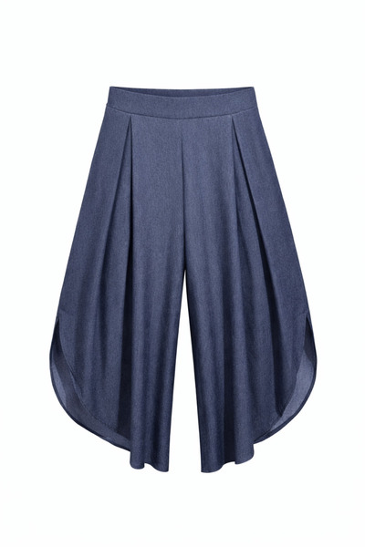 Mixray 4897 Γυναικείο παντελόνι με σκίσιμο, πλισέ, ασύμμετρο, ντραπέ, σκούρο ...