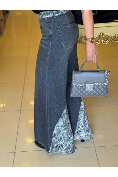 Kokoşum Butik 4615 Τζιν με φαρδιά μπατζάκια και λεπτομέρεια στη μέση και τα μ...