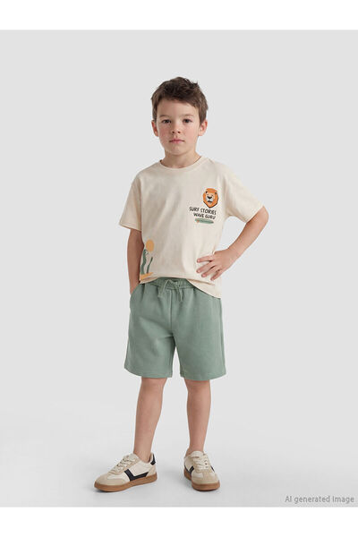LC Waikiki Nevavm Boys' Shorts with Tie at the Waist