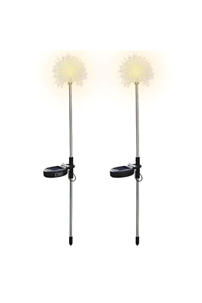 SIKS Set 2 x Lampă solară decorativă, Model Păpădie, Lumină caldă/albă, Supor...