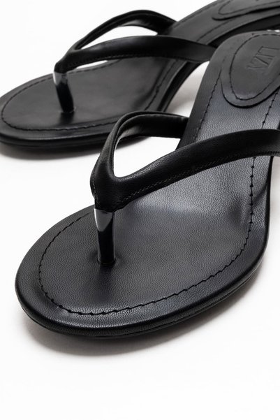 Lizy Shoes Women's Black Flip-Flops with Heels, Stylish, Casual, Summer Comfort