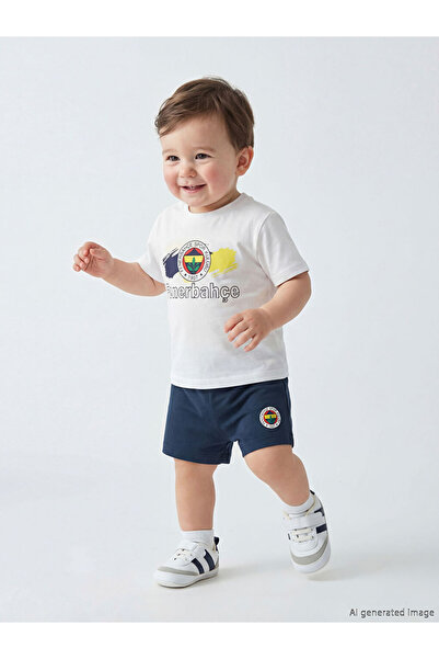 LC Waikiki LCW baby Beyaz Fenerbahçe Baskılı Erkek Bebek Tişört Ve Şort