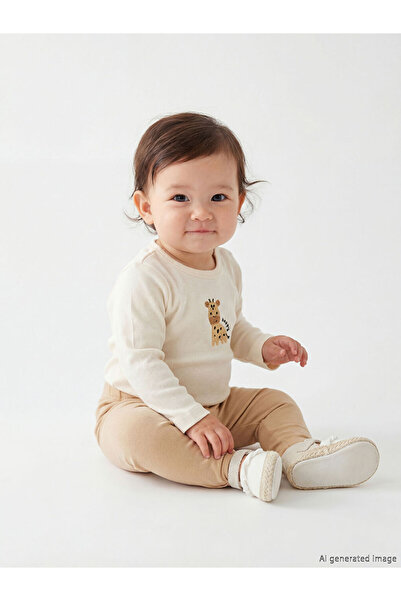 LC Waikiki Lcw Baby Ecru Baby Boy Snap-On Bodysuit and Booties