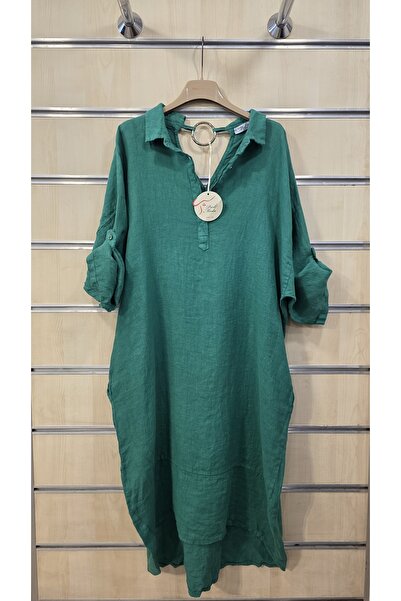 Park Moda Λινό φόρεμα με δαχτυλίδια στην πλάτη