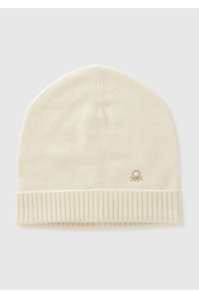 United Colors of Benetton Γυναικείο κρεμ μάλλινο και κασμιρένιο μπερέ με λεπτ...