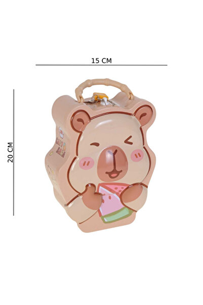 KESKİN SOUND Metal Teddy Bear Piggy Bank with Vacuum Bag and Key