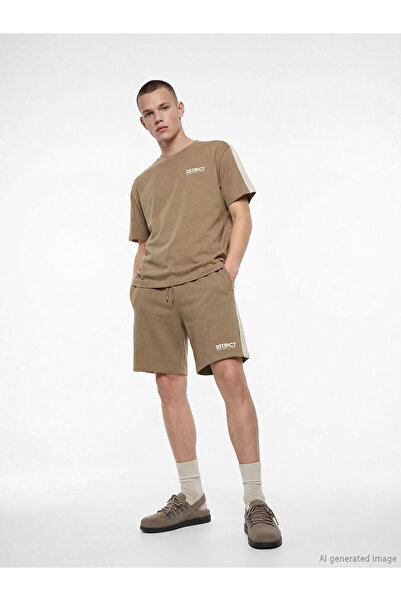 LC Waikiki Ανδρικό σορτς με στάμπα NEVAVM με διαφορά XSIDE καφέ Standard Fit ...