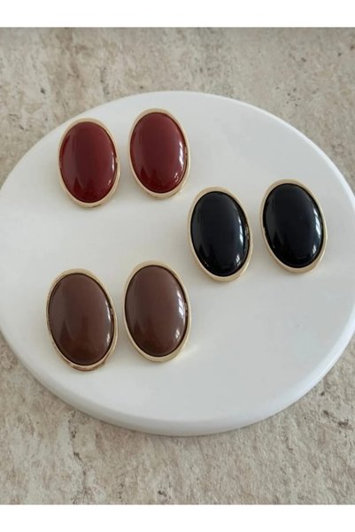 Lunarie Xuping Large Oval Vintage Earrings - Non-Tarnish Anti-Allergy Gold-Plated Brown Resin Stone Earrings