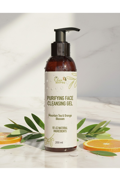 Olive Auras Purifying Face Cleansing Gel 91% Natural Ingredients Cleanse & Re...