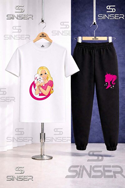 SS SİNSER Children's Brbia Hand in Hand Dog Printed T-Shirt Tracksuit Set