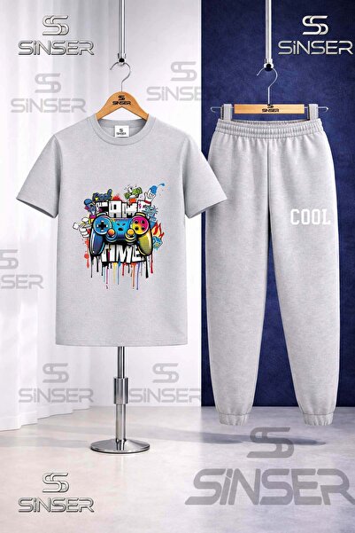 SS SİNSER Children's Game Time Cool Printed T-Shirt Sweatpants Set