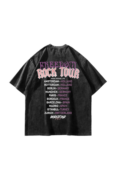 Sekizbiraltı Μπλουζάκι Freedom Rock Tour με στάμπα, υπερμεγέθη, unisex, πλενό...