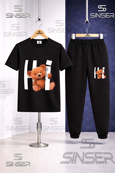 SS SİNSER Παιδικό σετ φόρμας με στάμπα HI AYICIK YAZI ICINDE