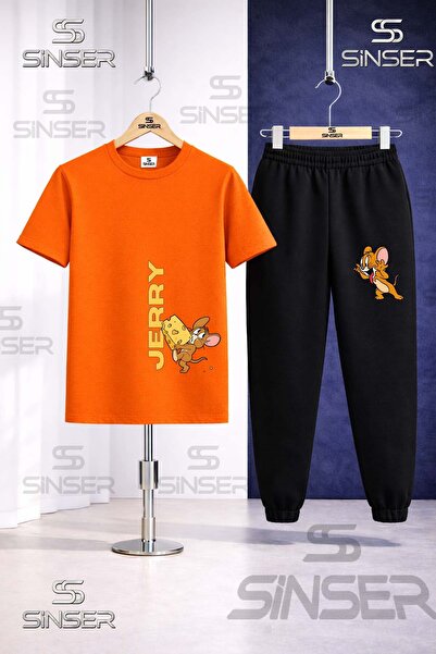 SS SİNSER Children's Jerry Single Cheese Calan Printed T-Shirt Tracksuit Set