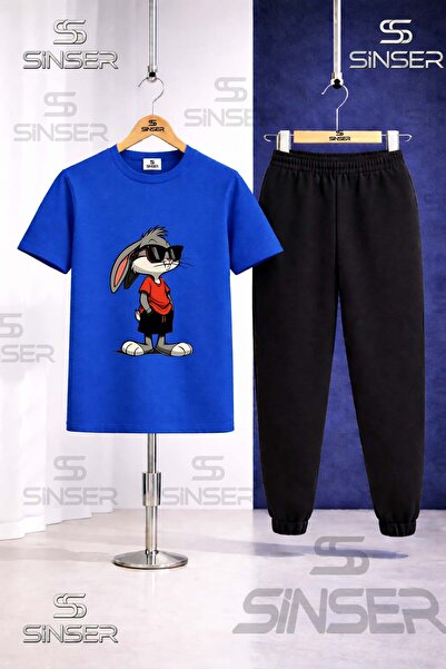 SS SİNSER Children's Gzlk Boksbony Printed T-Shirt Tracksuit Set