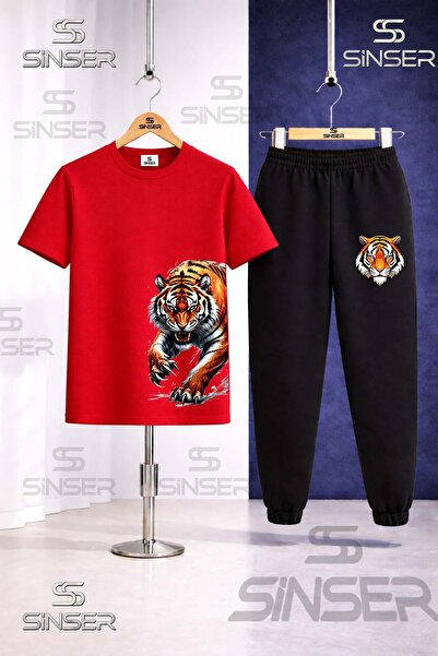 SS SİNSER Children's Tiger Side Pence Printed T-Shirt Tracksuit Set