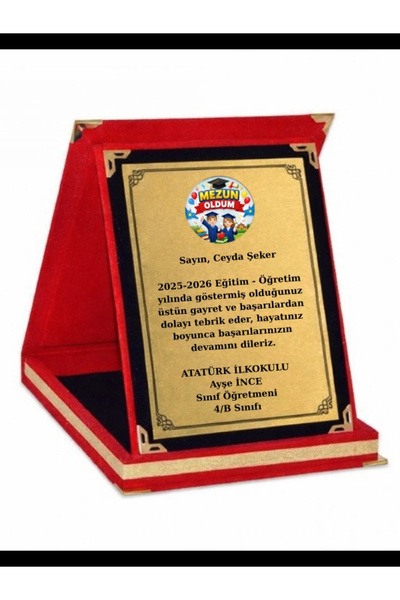 ö özcantasarım Kişiye Özel Plaket - Kişiye Özel Kadife Plaket - Mezuniyet Pla...