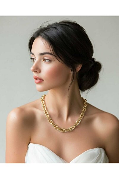 CM Jewelry 14K Altın Kaplama Premium Seri İtalyan Hacimli Burgu Zincir Kolye 60