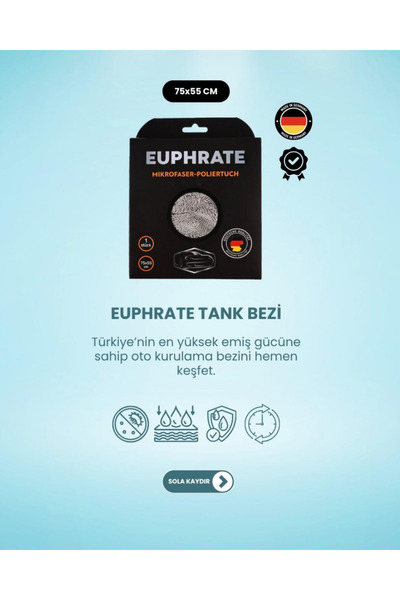 baxxe Euphrate KFZ 4 Adet 75x55cm Alman Üretim Tank Bezi 750 Gsm Mavi Yeşil Gri Bej Saks Mavi Fuşya Renk