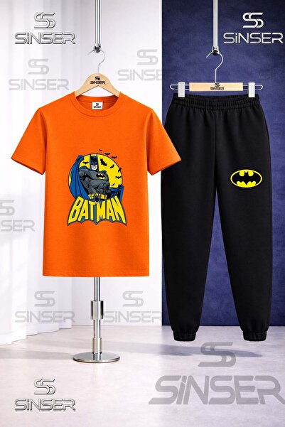 SS SİNSER Παιδικό σετ φόρμας με στάμπα BATMAN και εμπριμέ κείμενο στον κύκλο