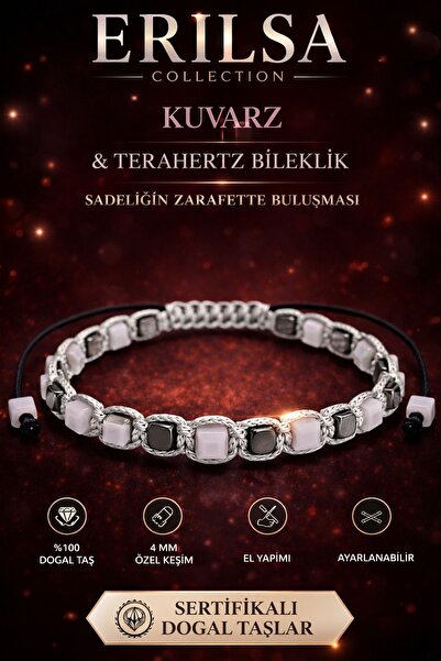 Erilsa Certified Quartz Stone Terahertz Bracelet - 4 mm Cube Cut - 100% Natur...